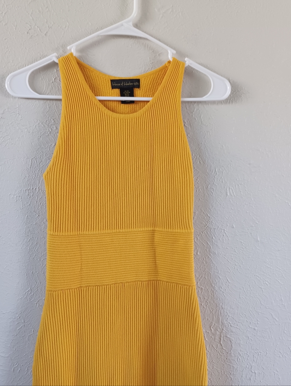House of Harlow 1960 Yellow Ribbed Knit Tank Dress